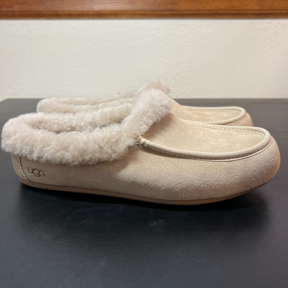 UGG Ansley Mule Slippers Womens 10 Tan Suede Shearling NEW